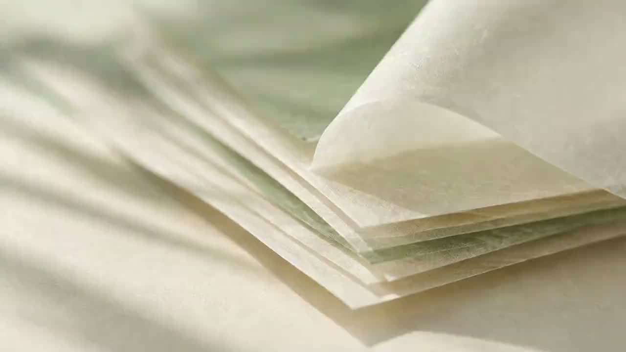 Translucent paper edges in raking daylight